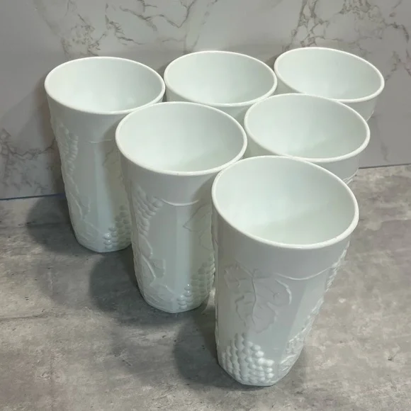 Indiana Glass Colony Harvest Milk Glass Tumbler white set of 6 vintage - Picture 8 of 11